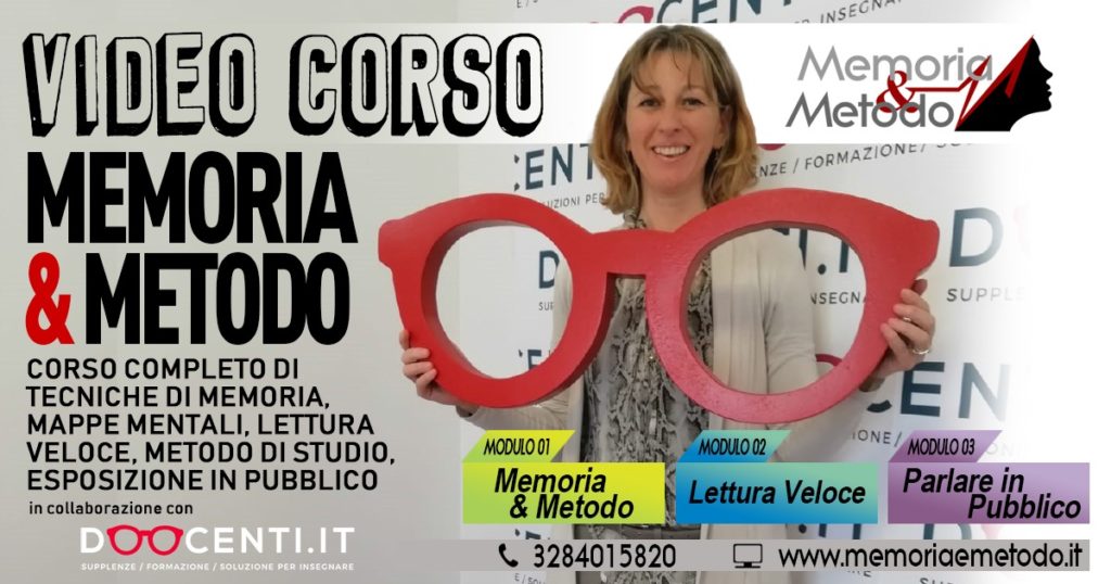 Video corso tecniche di memoria, lettura veloce, parlare in pubblico